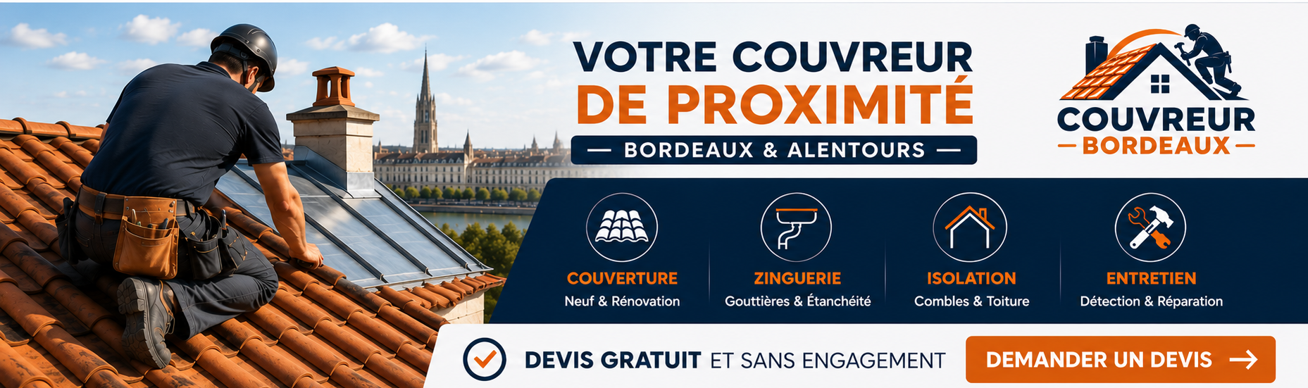 Couvreur à Bordeaux et alentours - couverture, zinguerie, isolation et rénovation