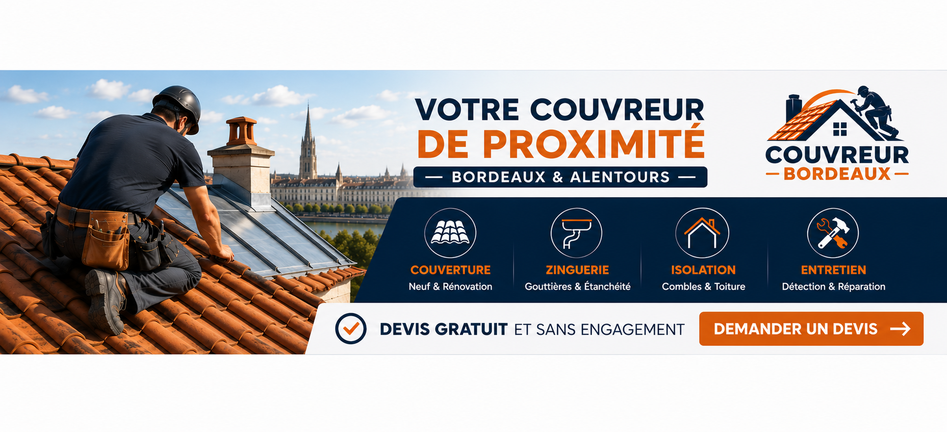Couvreur à Bordeaux et alentours - couverture, zinguerie, isolation et rénovation